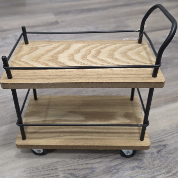 Mini Coffee Bar Cart Two-Tier Wood & Metal Countertop Organizer - New with Tag - Picture 2 of 8